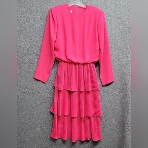 Vintage Heury Lee Women's Blouson Pleated Long Sleeve Dress Sz-See Description